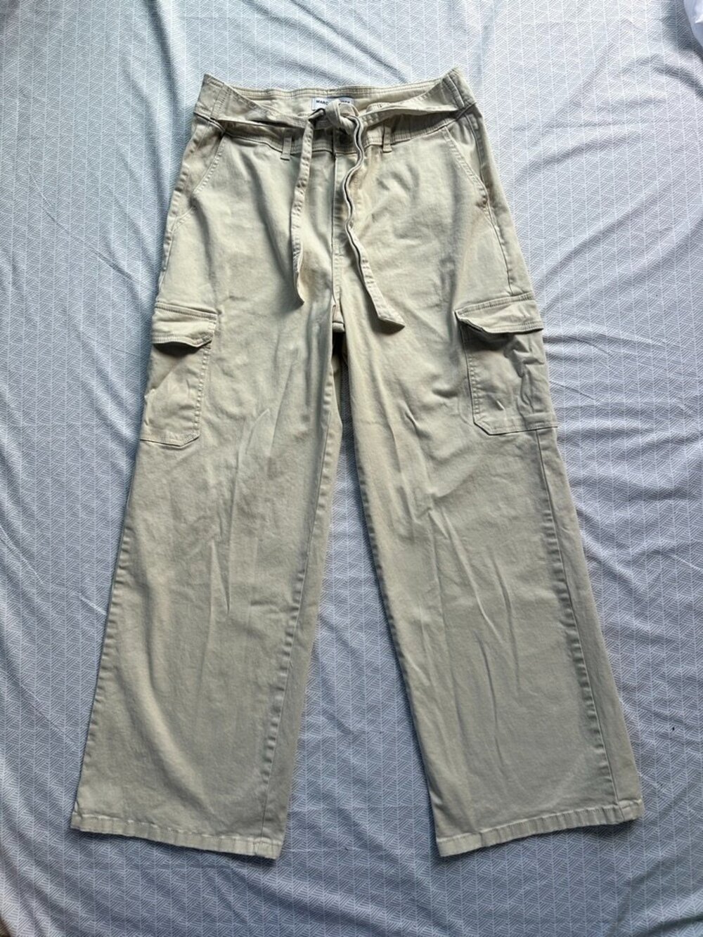 Marc New York Jeans Wide Leg Cargo Pants Belted Tan - Size 14